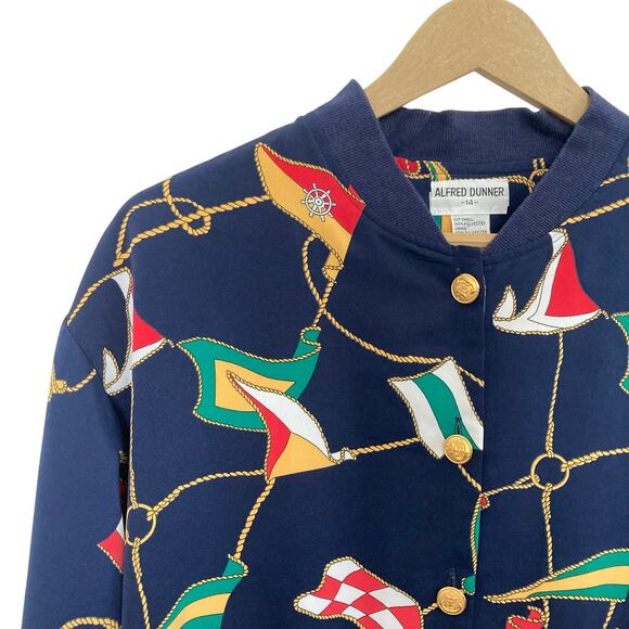 Vintage Alfred Dunner Navy Nautical Flag Jacket - Picture 3 of 4